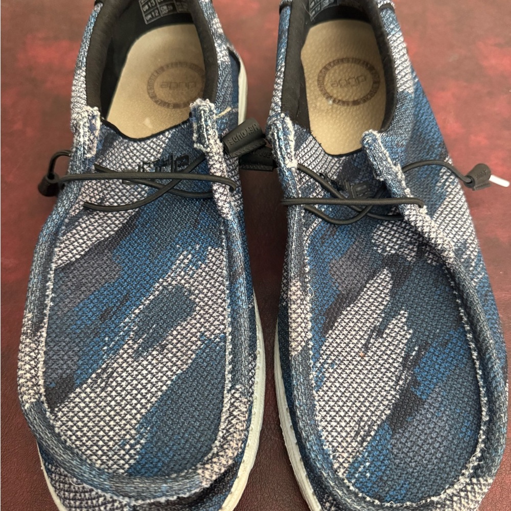 Hey Dude Men's Blue and Gray Slip-On Loafers